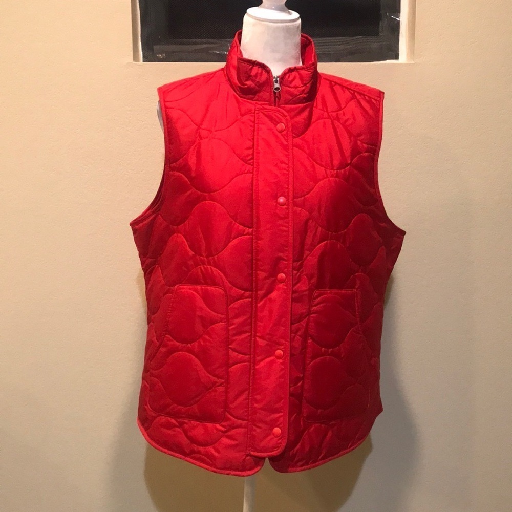 Croft&Barrow Quilted Zipper Snap Front Puffer Vest w/Pockets Fleece Lined-XL